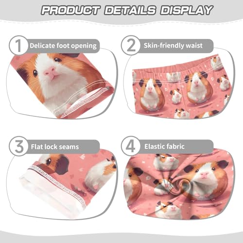 Hearts Cartoon-Style Guinea Pig Girls Leggings Kids Yoga Pants Dance Active Tights 4T3