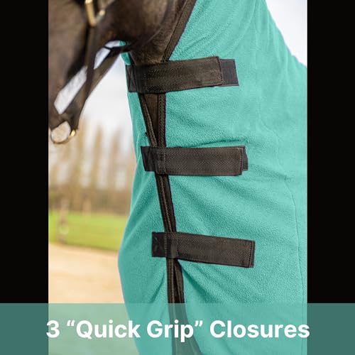 Image of RESISTANCE Fleece Contour Horse Cooler - Anti-Sweat Moisture Wicking, 3 Quick-Grip Neck Closures, Tail Cord, Durable Hemmed Edges, Polar Soft Fleece, Post-Exercise Cool Down