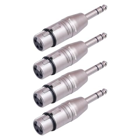 Yumiwoow 4 Pack XLR Female to 1/4" TRS Adapter, Balanced Female XLR to Quarter Inch 6.35mm Male Adapters Cover