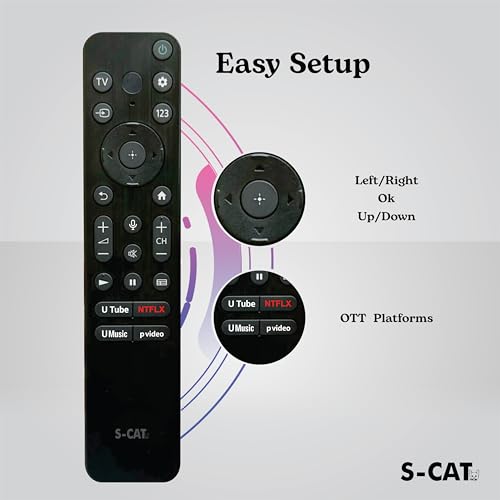 Image of S-CAT Compatible with Sony Tv Remote Original RMF-TX800P Model Suitable for Smart 4k Android TV - Pairing Must (Contact Customer Care in Case of Difficulty in Pairing)