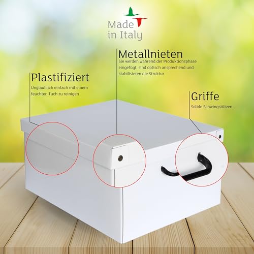2er-Set Aufbewahrungsboxen mit Deckel für Kleidung und Wäsche, Leder Gross Karton Kleiderschrankboxen, saisonaler Wechsel, Ideal für Vakuumbeutel oder Geschenkboxen 50x40x25 cm