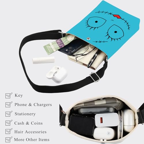 BDPWSS Cartoon Face Inspired Gifts Horror Movie Cossbody Bag Scary Movie Themed Gifts Spooky Season Gift4