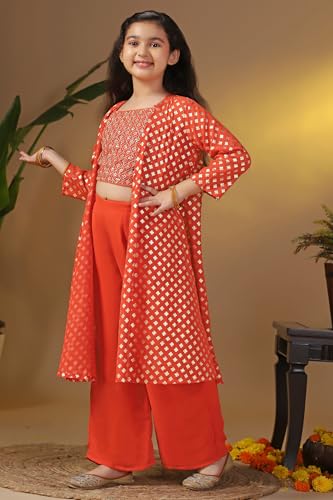 Image of Fashion Dream Girls Georgette Embroidered Palazzo Set|Kids Ethnic Wear|sharara set for girls|Indo Western Set