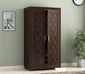KARINA FURNITURE Wooden Wardrobe for Clothes | Sheesham Wood 2-Door Wardrobe with 2 Drawer Storage | Solid Wood Large Cupboard Almirah: Storage Cabinet for Your Living Room/Bedroom (Design 27)