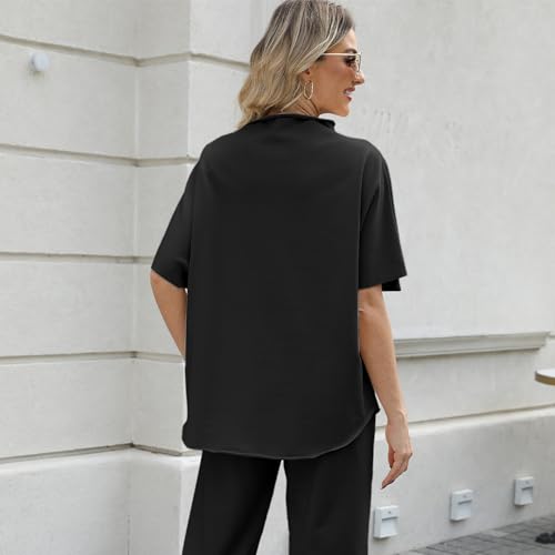 Womens Tops Batwing Sleeve Mock Neck T Shirts Oversized Tees Maternity Workout Casual Blouses Trendy Y2K Outfits2