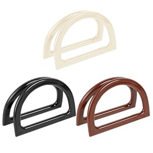 6pcs Purse Handles Bag Handles for Crochet Bags, Handbag Handles Replacement D Shape 3 Colors Decorative Bag Making Supplies for Handmade Beach Bag Straw Bags (White, Black, Coffee)