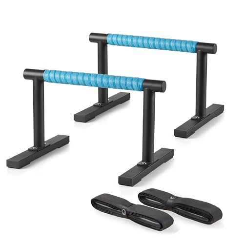 Purife Steel Black Push Up Handles Parallettes Bars for Floor Workout, Anti-slip Calisthenics Gymnastics Bars, Strength Training Pushup Handstand Stands for Home Exercise