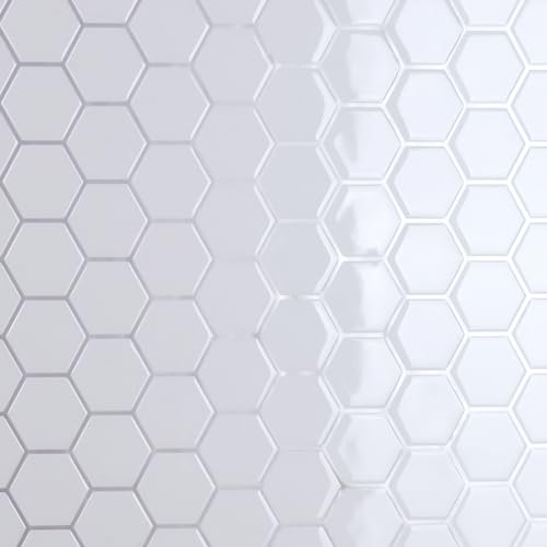 CRE8TIVE Azulejos Adhesivos Hexágono Blanco Vinilo Adhesivo Pared Cocina Azulejos Adhesivos Baño Impermeable Baldosas Adhesivas Pared Autoadhesivo Salpicadero Cocina Lavadero 4 Piezas 30.5cm x 30.5cm