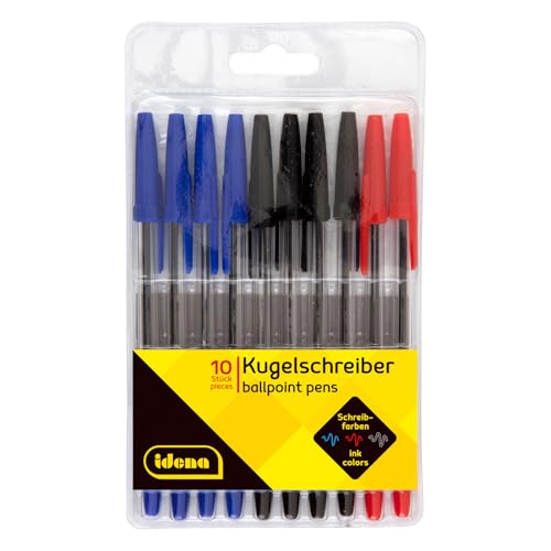 Idena 500234 - Penna a sfera, 10 pezzi, colori di scrittura assortiti