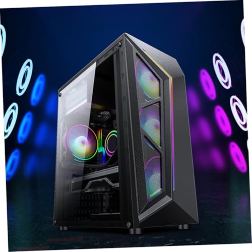 Gabinete de PC HOMSFOU RGB Mid Tower para gaming con panel lateral templado, compatible ATX y Micro-ATX, excelente ventilación y disipación de calor para DIY y oficina miniatura 7