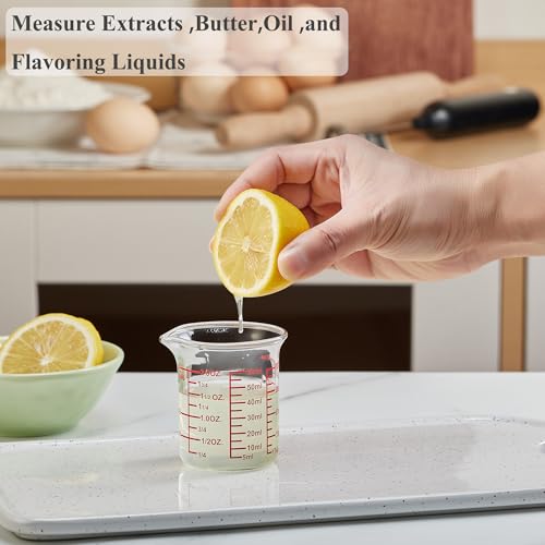 Image of Ackers BORO3.3 2 oz Glass Measuring Cups with V-Shaped Spout, 2 Pack