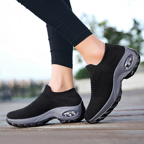 Image of Non Slip Work Shoes Women, Slip On Sneakers Women,Work Shoes Walking Gym Nurse Mesh Casual Fashion Sneakers Comfort Breathable Lightweight