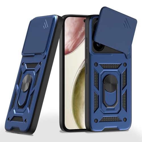 Image of Pikkme Back Cover for Vivo V60 5G / Vivo V60e 5G / Vivo T4 Pro 5G | Sliding Camera Shield with Ring Stand | D10 Tough Armor Full Camera Protection Bumper Case (Blue)