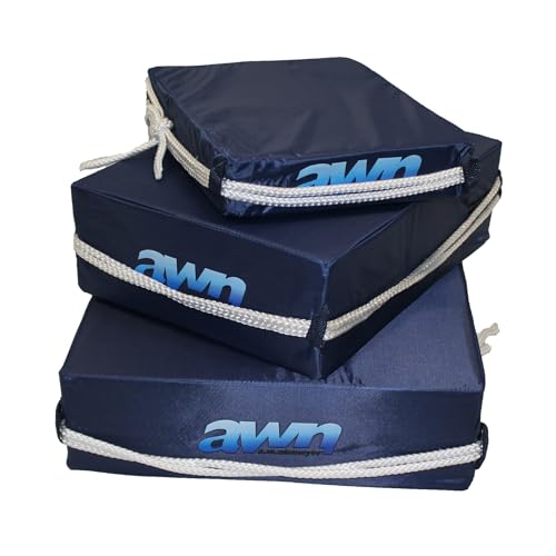 AWN Kissenfender, Bootsfender und Sitzkissen mit Leine, Fenderkissen aus Weichschaum, Abnehmbarer Nylonbezug, blau, für Segelboote, Motorboote und Yachten, Größe nach Wahl (400x300x120 mm)