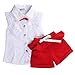 Fancy Baby Girls Princess Lace Floral Tops Shirt+short Pants Outfits Set Twinset (3-4 Years, White&red)