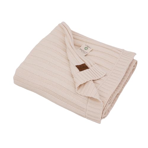 100% Organic Cotton Knit Blanket Denise -Soft and Lightweight, Breathable All-Season Throw for Bed...