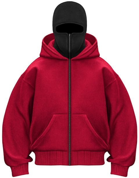 Men's Balaclava Zip Hoodie, Half Zip Balaclava Hoodie, Balaclava Casual Jacket Zip And Pocket Windproof Warm.