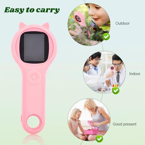 Image of Mini Pocket Handheld Microscope, Portable Magnifying Glass 500x, Pocket Loupe with 2 inch Screen(Pink)