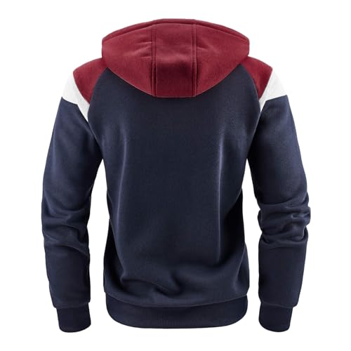 Men's Full Zip Hoodie Color Block Jackets slim Fit Long Sleeve Lightweight Sweatshirt With Kanga Pocket2