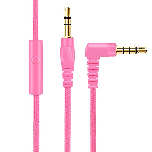 Riwbox Câble audio de rechange avec microphone 3,5 mm pour casque Rose Cover