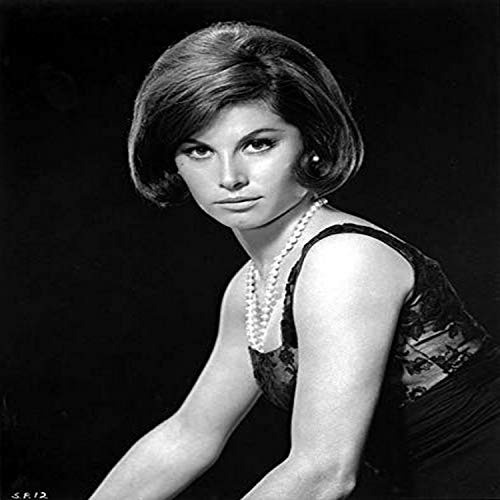 Stefanie Powers Posed in Black and White Portrait wearing Black Dress with Pearl Necklace Photo Print (8 x 10)