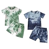 Toddler Baby Boy Summer Outfits Clothes Tie Dye Shirt and Short Set for Boys 4-Piece 2T