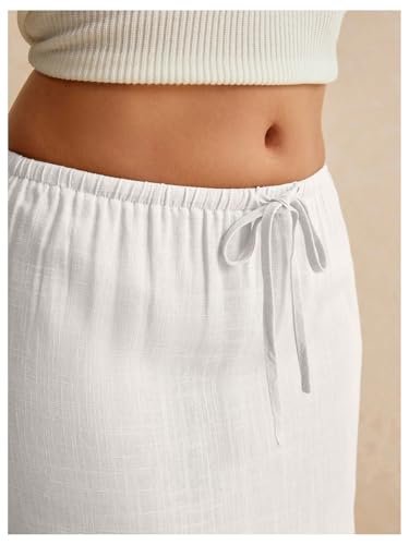 SOLY HUX Women's Summer Maxi Skirt Drawstring Low Waist A Line Casual Skirts4