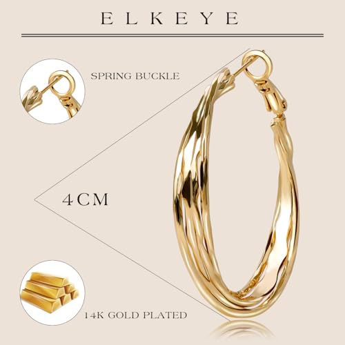 Golden Hoop Earrings For Women The Twisted Close-Fitting Hoop Shape Is Crafted With Gold-Plated Material And S925 Silver Pins Light Luxury Elegant Unique And Minimalist Style4