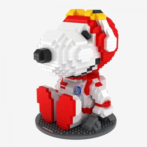 BlueBrixx Pro 108905 Astronaut Snoopy sitzend (Diamond Blocks) aus Klemmbausteinen mit 1004 Bauelementen