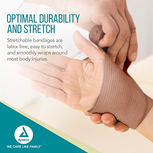 Dynarex Elastic Bandages, Outstanding Compression And Stretch, Latex-Free, Individually-Wrapped Elastic Bandage With 2 Clips, 6" X 5 Yds., 1 Box Of 10 Elastic Wrap Bandages #TOP4
