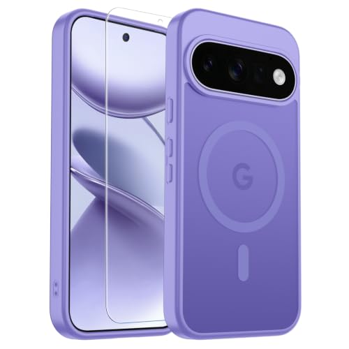 Image of SUPFINE Magnetic for Google Pixel 11 Pro XL Case - Purple | With Screen Protector,Translucent Matte,Built-in Magnets,Military Grade Drop Protection,Shockproof Phone Cover