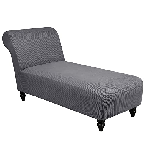 Armless Lounge Chaise Slipcover, Stretch Chaise Chair Covers For Living Room Chaise Slipcover Armless Chaise Lounge Indoor Slipcover For Bedroom Chaise Soft Jacquard Fabric Machine Washable(Gray) #TOP1
