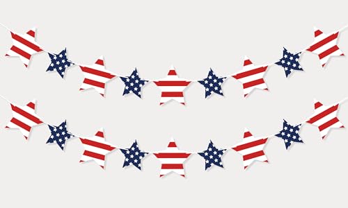 VILIFEVER Patriotic Star Garland Banner for 4th of...