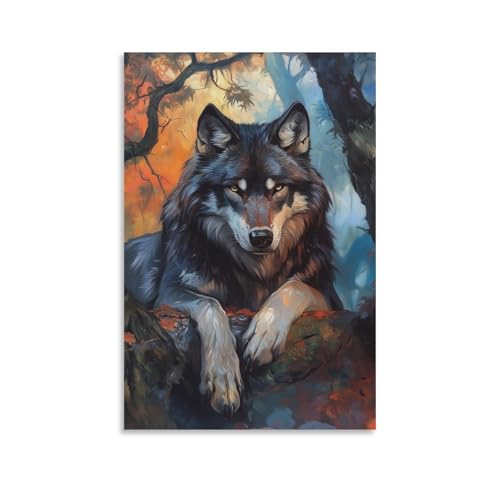 Peintures sur Toile Loup pour Sublimer le Couloir et la Chambre