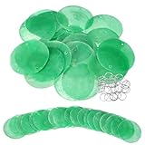 QUARKZMAN 20 Pz Conchas Capiz, 5 cm/2" Conchas Naturales Redondas con 2 Agujeros Y Anillo Plateado para Móviles Viento Conchas, Cortinas, Guirnaldas Conchas, DIY, Joyería, Verde Esmeralda