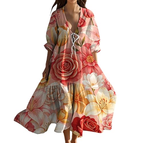 Robe longue à fleurs pour femme ample confortable en grande taille