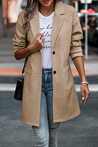 PRETTYGARDEN Women Plaid Shacket Jacket Trendy Fall Casual Button Wool Blend Tartan Trench Coat Winter Clothing with Pockets