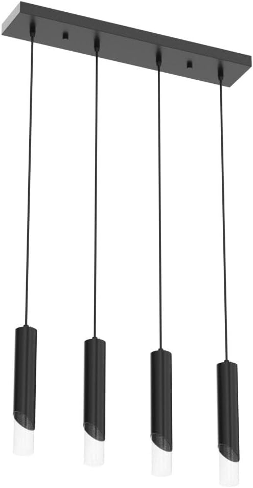 4 Light Pendant Lights Kitchen Island Modern Pendant Light Dimmable LED Dinning Room Black Mini Pendant Lights, Adjustable Kitchen Light Fixture