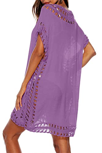 Image of Adisputent Womens Swimsuits Cover Ups Crochet Chiffon Beach Cover Bathing Suit Bikini Wear Coverups Dress