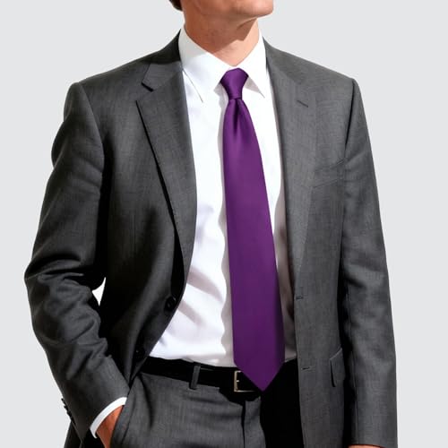 Image of Hi-Tie Men's Extra Long Solid Satin Tie Set 63 Inch /70 Inch Formal Necktie