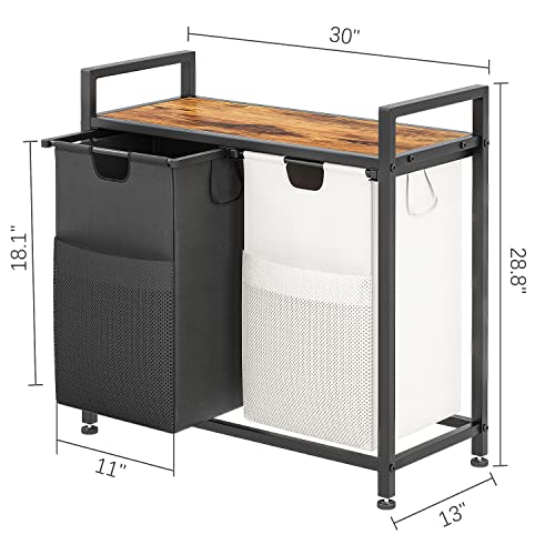 Lulive Double Laundry Hamper, Multifunctional Laundry Basket Organizer, 112L Laundry Sorter With Removable Bags And Fabric Handles, Large Top Shelf Laundry Bag For Bathroom, Dorm, Laundry Room #TOP5