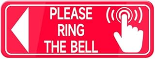 Please Ring The Bell With Left Arrow And Graphic Self-Adhesive Acrylic Signs For Business Door And Wall 10 X 3 Inches Red