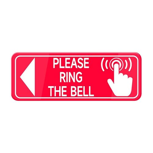 Please Ring The Bell With Left Arrow And Graphic Self-Adhesive Acrylic Signs For Business Door Wall 8 X 3 Inches Red