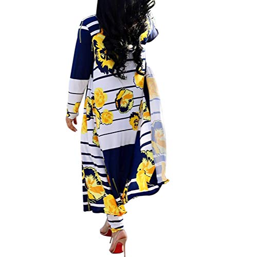 Image of Womens Fashion Printed Long Cardigans 2 Piece Outfits,Long Sleeve Coat and Trousers Set