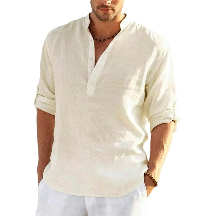 T-shirt manches longues en lin homme vêtement coton été