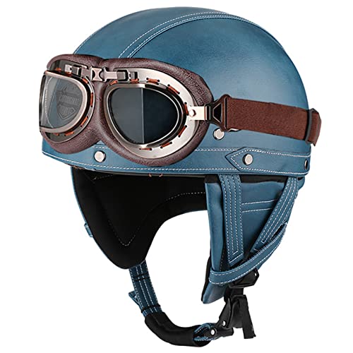 Dxdrt 1775707375--64186565 Blauer Vintage Jethelm mit Lederbrille