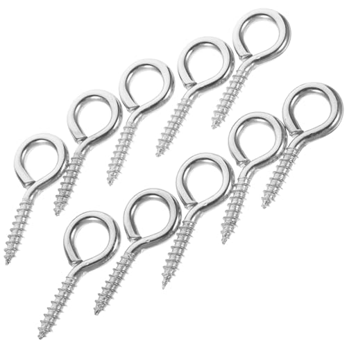 Zerodeko 10pcs 5mm Metal Eye Hooks Screw Eyes 2.04x0.55 Nickel Plated Self-Tapping Screw Hooks for Cable Fixing and Wood Fastening Industrial Use