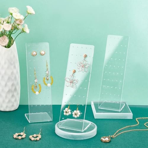 Image of Earrings Holder Acrylic Jewelry Display Rack Stud Earring Organizer for Woman Jewelry (50 Holes transparent Pack of 4)