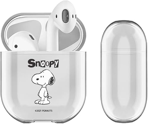 Head Case Designs Funda de carga con licencia oficial de Peanuts Snoopy Graphics transparente de cristal duro compatible con Apple AirPods 1 1