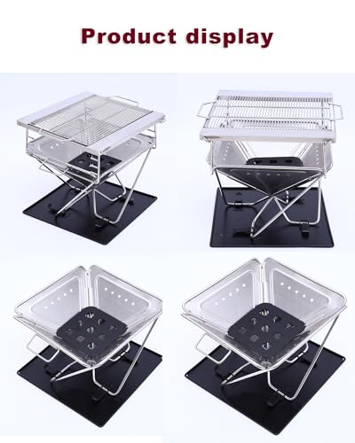Parrilla plegable de acero inoxidable para barbacoa de camping con bolsa 7
